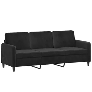 Sofa 3-osobowa, czarny, 180 cm, tapicerowana aksamitem - Sofy i kanapy - miniaturka - grafika 3