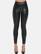 Legginsy - Damskie legginsy z lampasem czarne Bas Bleu r.M - miniaturka - grafika 1