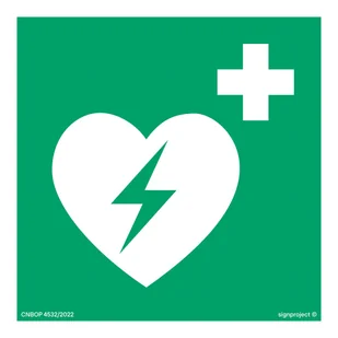 AE010 DEFIBRYLATOR (AED), PS - PŁYTA PCV 1MM FOTOLUMINESCENCYJNA; (150X150MM) - Systemy ekspozycyjne i znaki informacyjne - miniaturka - grafika 1