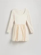 Sukienki - Reserved - Bawełniana sukienka bombka - złamana biel - miniaturka - grafika 1