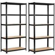 Szafy i regały magazynowe - Regał metalowy do garażu piwnicy magazynowy zestaw 2 sz. 90x40x180 - Czarny - miniaturka - grafika 1