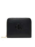 Portfele - Calvin Klein Mały Portfel Damski Raised Ck Medium Zip LV04F1026G Czarny - miniaturka - grafika 1