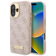 Etui i futerały do telefonów - Etui GUESS 4G Logo Plate MagSafe do Apple iPhone 16 Różowy | Bezpłatny transport - miniaturka - grafika 1