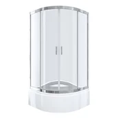 Kabiny prysznicowe - Kabina prysznicowa NAMELESS Durasan 90x90 chrom półokrągła z wysokim brodzikiem zestaw 1szt. - miniaturka - grafika 1