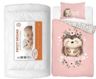 Kołdry i poduszki dla dzieci - Komplet pościeli 100x135 do łóżeczka z kołdrą i poduszką wyprawka jeż - miniaturka - grafika 1