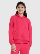Bluzy dla dziewczynek - 4F Bluza dresowa rozpinana z kapturem dziewczęca - różowa 122 (6-7 lat) - miniaturka - grafika 1