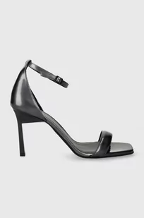 Calvin Klein sandały skórzane GEO STIL SQUARE SANDAL 90-PEARL kolor szary HW0HW01993 - Sandały damskie - miniaturka - grafika 1