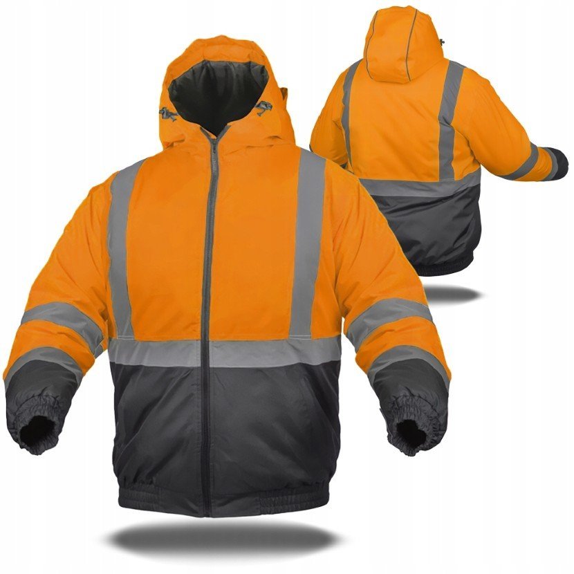 KURTKA ROBOCZA ZIMOWA ODBLASKOWA OCIEPLANA BOMBER OSTRZEGAWCZA ORANGE OKER