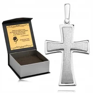 Biżuteria dla dzieci - LŚNIĄCY SREBRNY KRZYŻYK RODOWANY 925 DIAMENTOWANY KRZYŻ PREZENT DLA CHŁOPCA - miniaturka - grafika 1