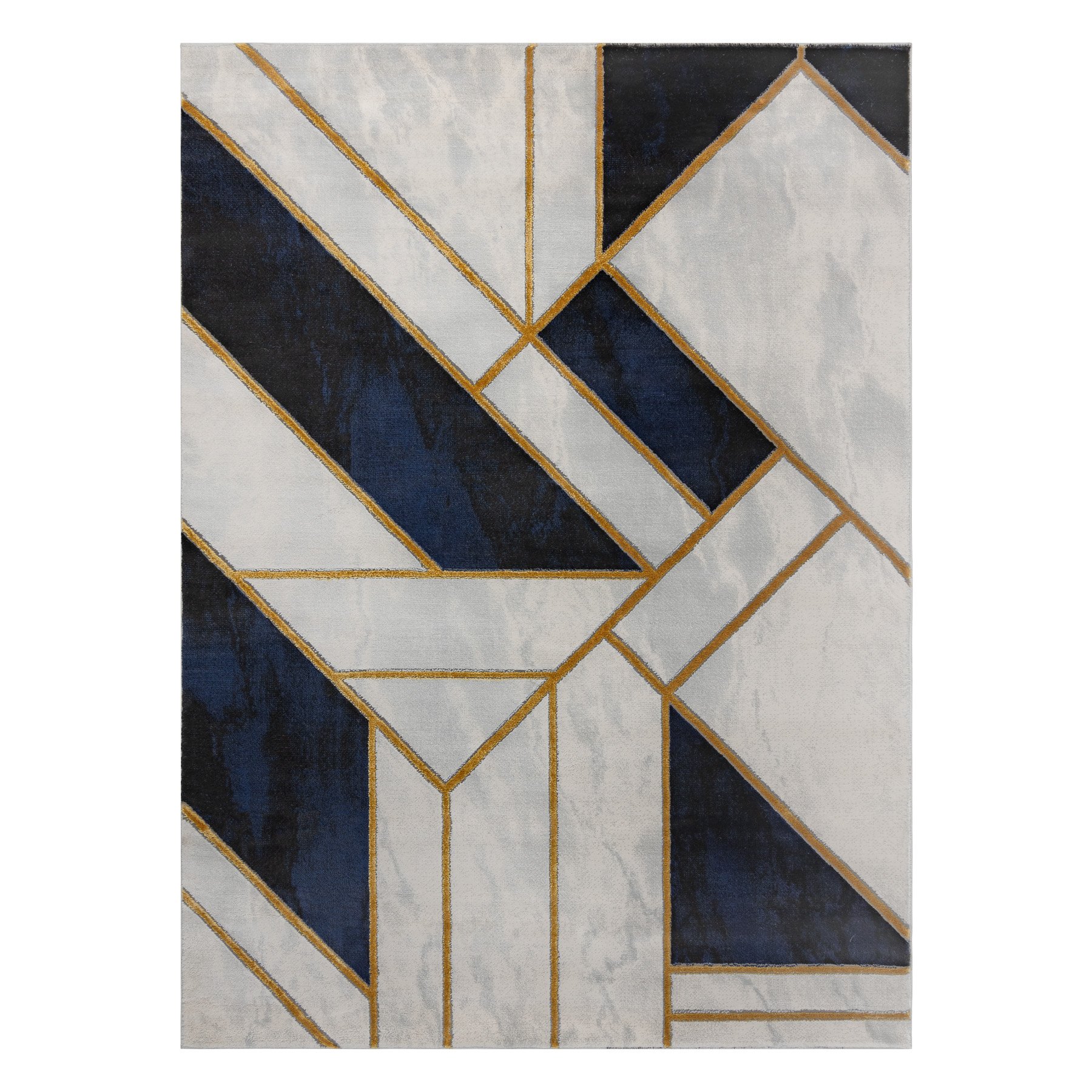 Dywan EMERALD ekskluzywny 1015 glamour, stylowy marmur, geometryczny granatowy / złoty niebieski 180x270 cm