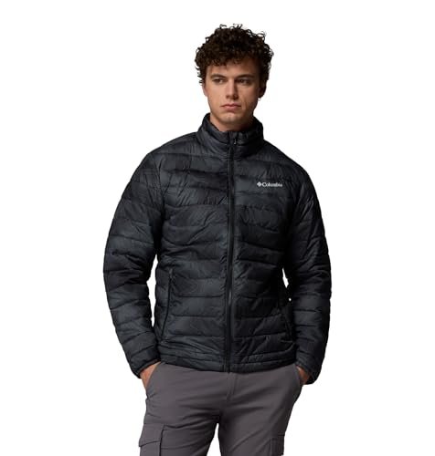 Columbia Męska kurtka z nadrukiem Powder Lite 2, kurtka puchowa, czarny nadruk topolines, XL