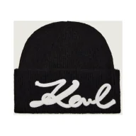 Czapki damskie - Karl Lagerfeld Czapka k/signature z dodatkiem wełny - miniaturka - grafika 1