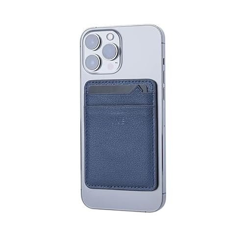 Xoopar Iné Mini funkcja NFC, kompatybilna z Mag-Safe, portfel na iPhone'a i Androida, skórzany pokrowiec na karty, RFID z magnesem Mag-Safe, niebieski