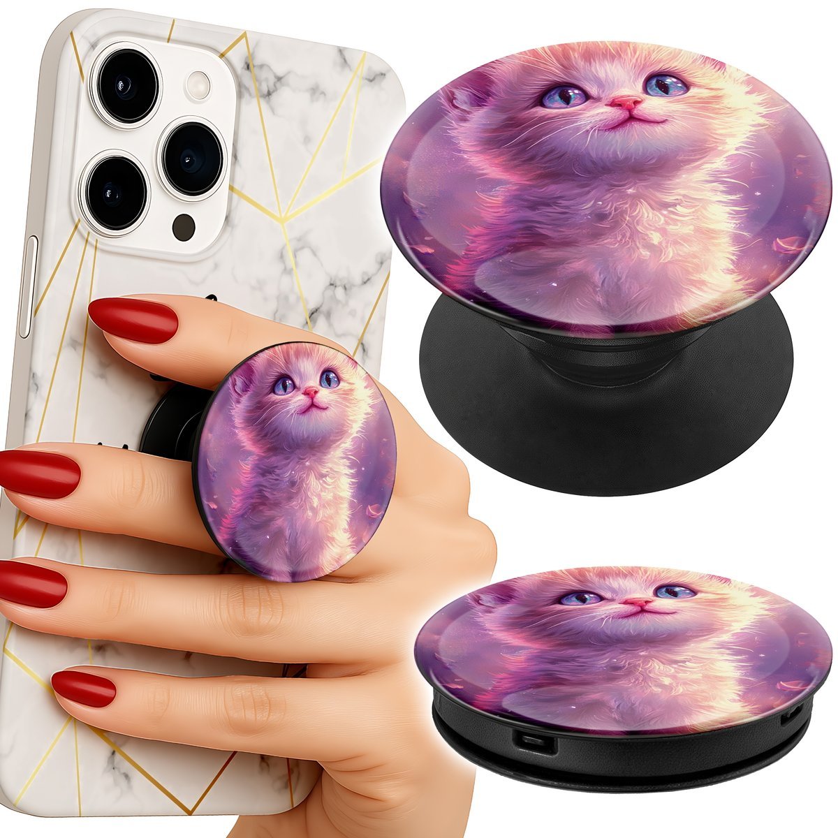 Uchwyt do telefonu Popsocket na palce/stojak SŁODKI KOTEK, KOT WZORY