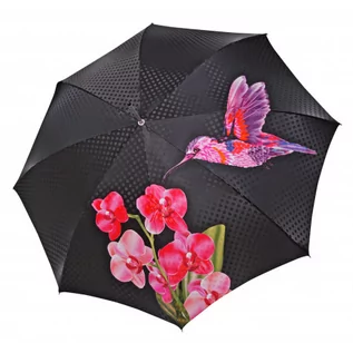 Parasole - Elegance Boheme Paradiso - luksusowy parasol damski z nadrukiem kolibra - grafika 1