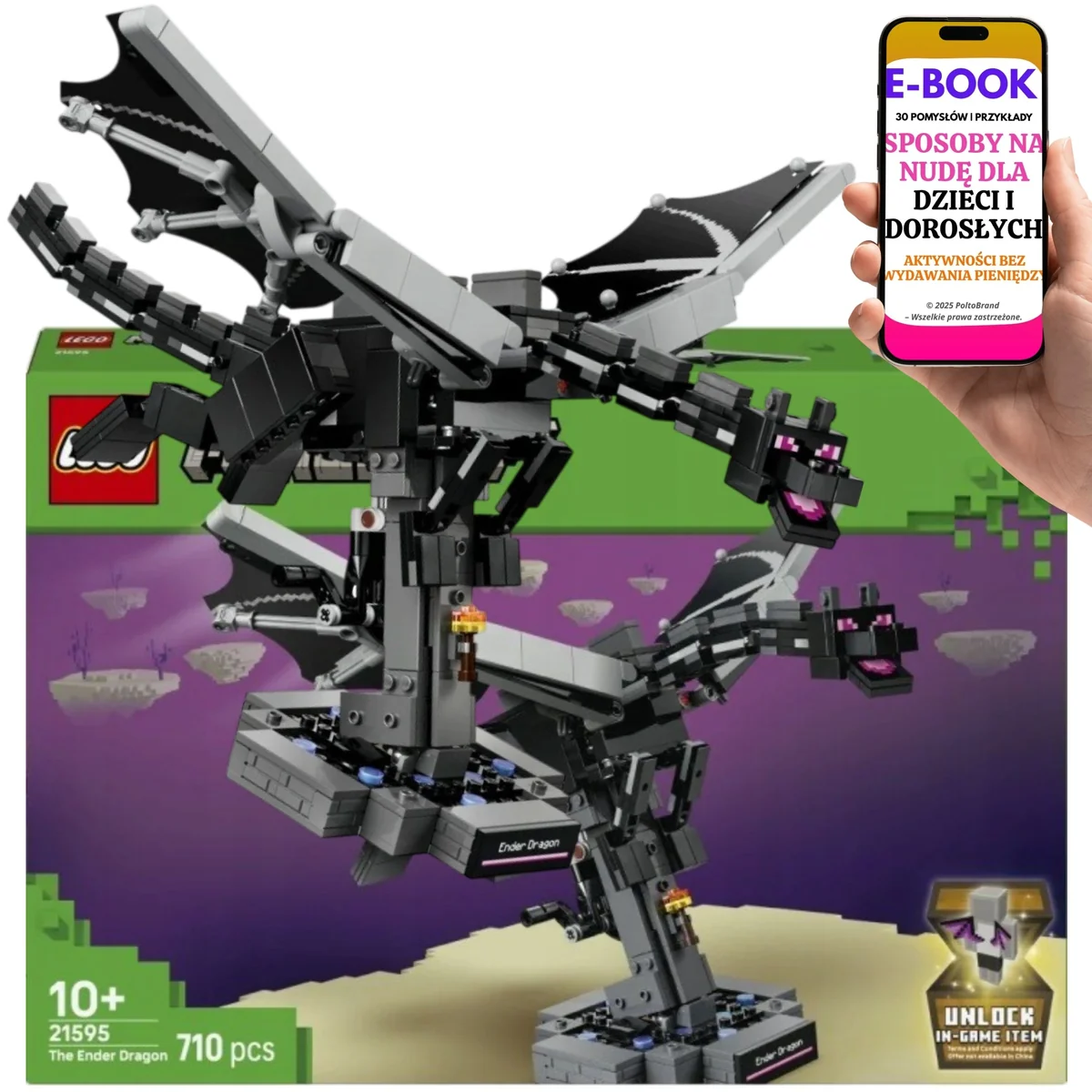 LEGO Minecraft Ender Dragon 21595 • 710 klocków • model kolekcjonerski na półkę