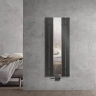 Grzejniki łazienkowe - Płaski grzejnik łazienkowy z lustrem i uniwersalnym zestawem przyłączeniowym 45x120 cm Antracyt ML-Design - miniaturka - grafika 1