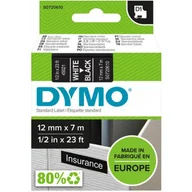 Drukarki kart i etykiet - Taśma biały nadruk na czarnym 12mm x 7m DYMO S0720610 - miniaturka - grafika 1