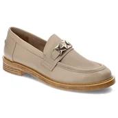 Mokasyny damskie - Beżowe Półbuty Nessi Wygodne Skórzane Buty Damskie - miniaturka - grafika 1