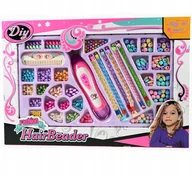 Prace ręczne dla dzieci - ZAPLATARKA WARKOCZYKÓW KORALIKI DO WŁOSÓW MASZYNKA ZESTAW FRYZJERSKI - miniaturka - grafika 1