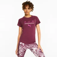 Koszulki sportowe damskie - Koszulka damska Puma  Run 5K Logo Tee Grape Wine L - miniaturka - grafika 1