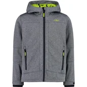 Kurtki i płaszcze dla chłopców - CMP - kurtka z melanżu Softshell dla dzieci ze stałym kapturem, B.Blue Mel.-Kwasowy, 116 - miniaturka - grafika 1