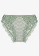 Majtki damskie - Zielone Majtki Figi w Paski Ozdobione Koronką Ilumoria - miniaturka - grafika 1