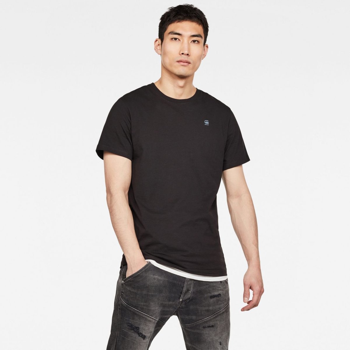 t-shirt uomo g-star d16411 336 case-s r t 6484 dk black