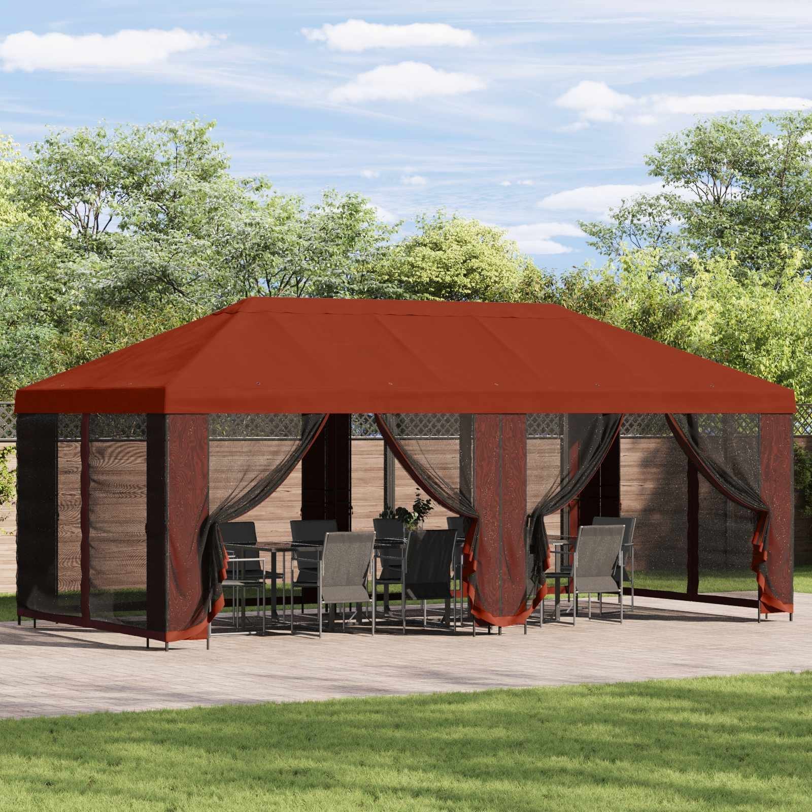 vidaXL Altana ogrodowa 6 x 3 m terakota Poliester i Stal 190
