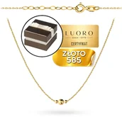 Naszyjniki - Naszyjnik złoty 585 14K gładkie kuleczki 42 cm +3 cm regulowany elegancki - miniaturka - grafika 1