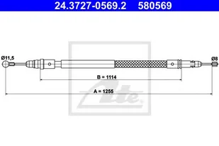 ATE LINKA HAMULCA 24.3727-0569.2 FIAT ULYSSE 2.2D MJ 08-11 LANCIA PHEDRA 2.0D MJ 06-10 - Linki hamulca postojowego - miniaturka - grafika 1