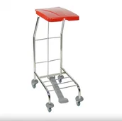 Wózki serwisowe - Euro Zibi Stelaż na worek do segregacji 70 l - 120 l czerwony - Chromowany, Otwierana pedałem - miniaturka - grafika 1