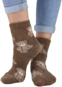 Skarpetki dla dzieci - Miękkie wygodne skarpetki dla dziewczynki Noviti SB085-G-01 Brązowe - miniaturka - grafika 1