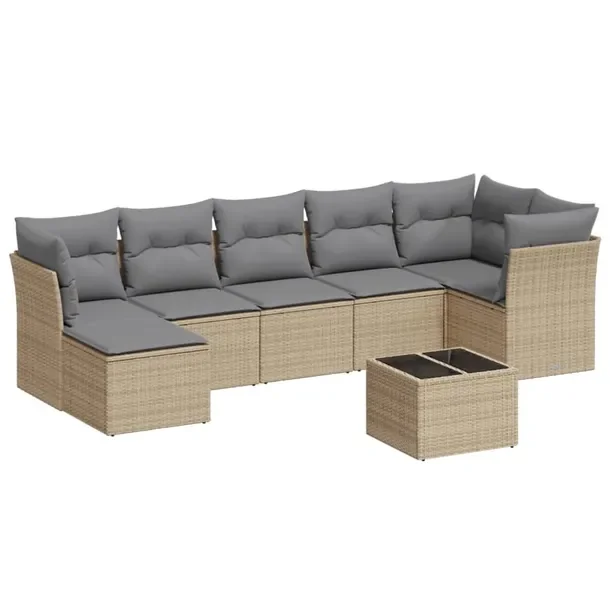 Zestaw mebli ogrodowych modułowych beżowy z rattanem PE, 289 x 124 x 69 c