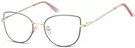 Okulary korekcyjne, oprawki, szkła - Sunoptic Okulary oprawki korekcyjne kocie oczy zerówki L119A złoto-czarne - miniaturka - grafika 1