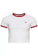 Koszule damskie - Superdry Vintage Ringer Crop tee Koszula damska, Optic White/Varsity Red, 42 - miniaturka - grafika 1