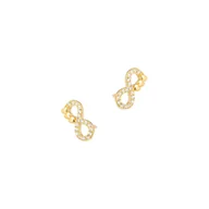 Kolczyki - Srebrne pozłacane kolczyki 925 Nieskończoność Cyrkonie Sztyft - miniaturka - grafika 1