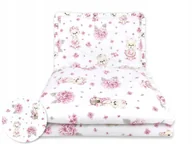 Pościel dla dzieci - KOMPLET POŚCIELI 135X100 BAWEŁNA Z FALBANKĄ PUDROWY RÓŻ MISIE - miniaturka - grafika 1