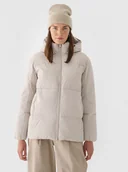 Kurtki damskie - Damska kurtka puchowa pikowana Outhorn OTHWAW24TDJAF645 - beżowa - miniaturka - grafika 1