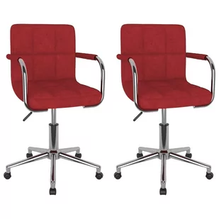 vidaXL Obrotowe krzesła stołowe 2 szt. czerwone wino tkanina 334809 - Krzesła - miniaturka - grafika 1