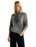 Koszulki i topy damskie - Cecil Damska koszulka z długim rękawem w kratkę, niebieski, XL - miniaturka - grafika 1