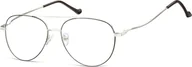 Okulary korekcyjne, oprawki, szkła - Okulary oprawki Pilotki zerówki metalowe korekcyjne 932 srebrne + czarne - miniaturka - grafika 1