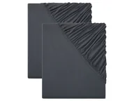 Prześcieradła - LIVARNO home Komplet prześcieradeł z dżerseju z gumką, 180-200 x 200 cm (Ciemnoszary) - miniaturka - grafika 1