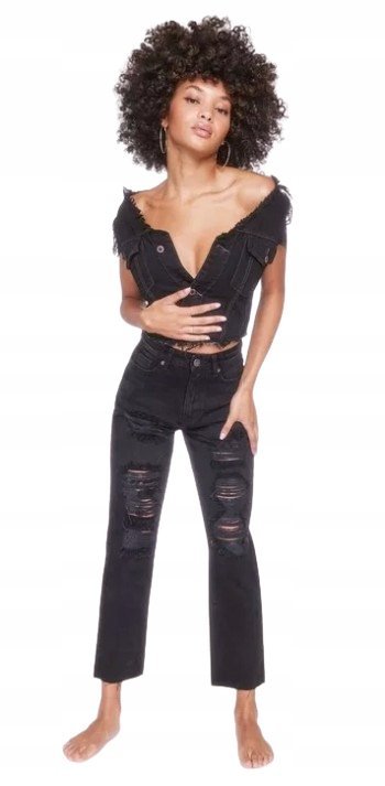 NASTY GAL SPODNIE JEANSOWE DAMSKIE CZARNE 36 YFC