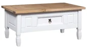 Ławy i stoliki kawowe - Stolik Kawowy Biały Z Drewna Sosnowego + Miodowy Brąz D9-D13 - miniaturka - grafika 1