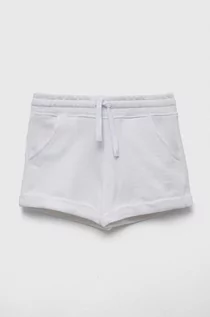 Spodnie i spodenki dla dziewczynek - United Colors of Benetton szorty bawełniane dziecięce kolor biały gładkie regulowana talia - grafika 1