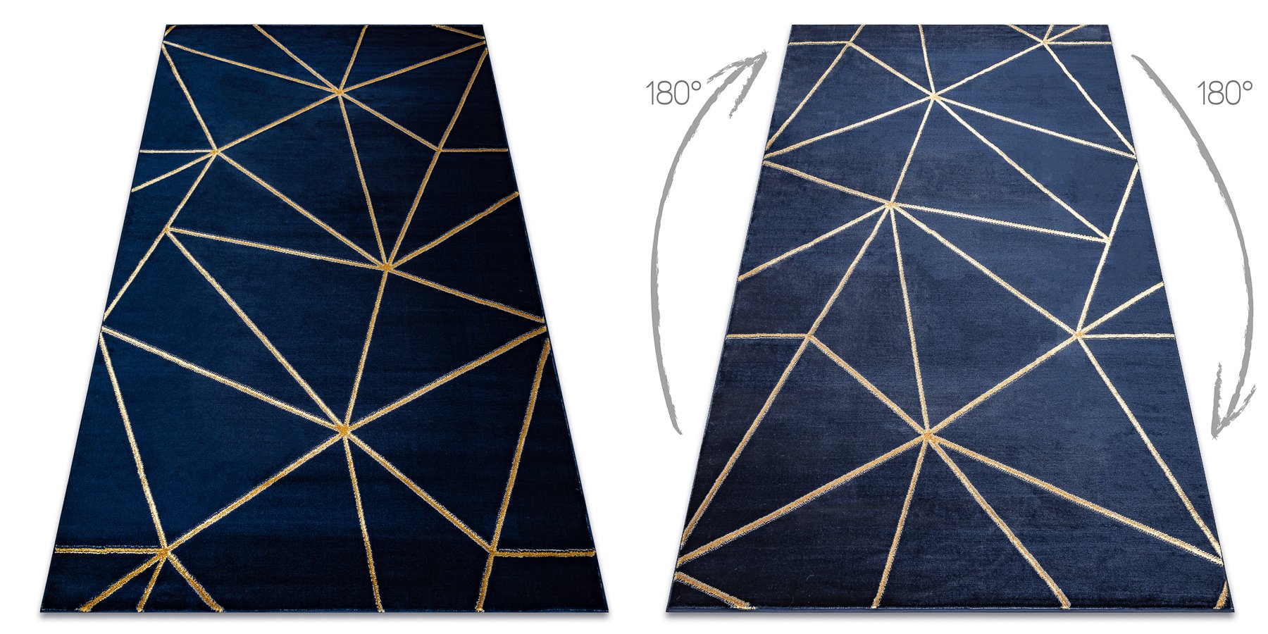 Dywan EMERALD ekskluzywny 1013 glamour, stylowy geometryczny granatowy / złoty niebieski 280x370 cm