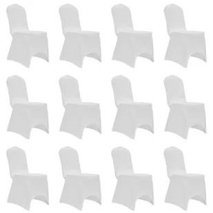 vidaXL Elastyczne pokrowce na krzesła, białe, 12 szt. - Pokrowce na meble - miniaturka - grafika 1