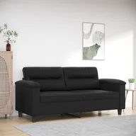 Sofy i kanapy - 2-osobowa sofa, czarna, 140 cm, sztuczna skóra - miniaturka - grafika 1