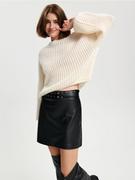 Spódnice - Sinsay - Spódnica mini z imitacji skóry - czarny - miniaturka - grafika 1